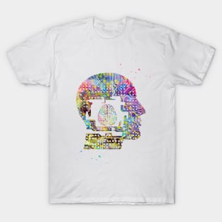 Circuit Man head with brain T-Shirt